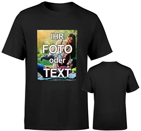 T-Shirt selbst gestalten * Schwarz in XXS * wahlweise einseitig oder doppelseitig Bedruckt mit eigenem Foto Text Logo Name * ringgesponnene Baumwolle * viele Farben und Größen