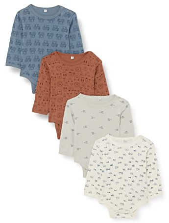 PIPPI Unisex Baby Body LS AO-printed (4-pack) Formender Body, Blue, 62