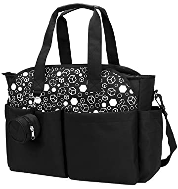 SONARIN Baby Wickeltasche,Multifunktionale Wasserdicht Reise Wickeltasche Umhängetasche Tragetasche Henkeltaschen mit Schnullertasche Grosse Kapazität für alle Babyzubehörteile(Schwarz)
