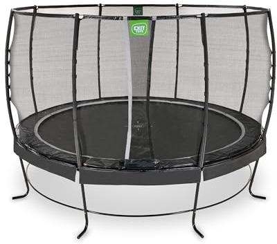 EXIT Toys Lotus Premium Trampolin - ø366cm - Mit Fußschutzsystem - Trampolin mit Extra Starkem und Stabilem Rahmen - Lange Federn für Erfahrene Springer - Wasserfest - Schwarz