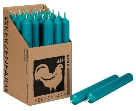 Stabkerzen 10 Stück Tafelkerzen durchgehend gefärbt Spitzkerzen für die Tisch-Deko zur Hochzeit Weihnachten & Party Farbe: Türkis-Blau Höhe:18cm
