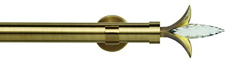 35mm Metal Eyelet Curtain Pole Track, Antique Brass, Fleur De Lys Finial, Trade Pole, (300 cm)