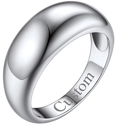 FOCALOOK Edelstahl personalisiert Dom Ring Ehering für Damen Croissant Ring Statement Ring Trauring Verlobungsring Partnerring Modeschmuck für Hochzeit Jahrestag Größe 54 (17.2)