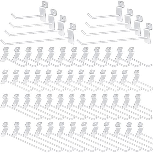 80 Stück Slatwall Haken 46810 Zoll Slatwall Zubehör Lamellenwandhaken Heavy Duty Metall Lamellen Wandverkleidung Zubehör Weiße Stecktafelhaken Lamellenbretthaken Displayhaken für Garage
