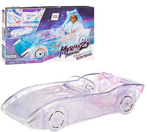 Mermaze Mermaidz Ocean Cruiser - Coche descapotable con Pegatinas Que cambian de Color, Ruedas Que giran de Verdad, Purpurina y más - para Juegos acuáticos - para 2 muñecas - Coleccionable - Edad: 4+