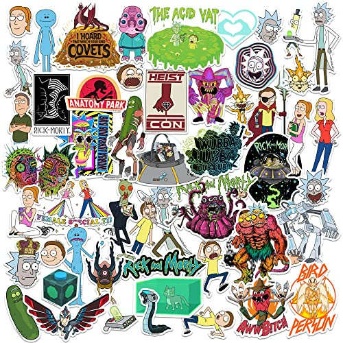 Rick and Morty Aufkleber-Set, gestanzt, Vinyl, groß, Deluxe-Aufkleber, Sortimentspackung – Laptop, Wasserflasche, Scrapbooking, Tablet, Skateboard, Indoor/Outdoor, 50 Stück