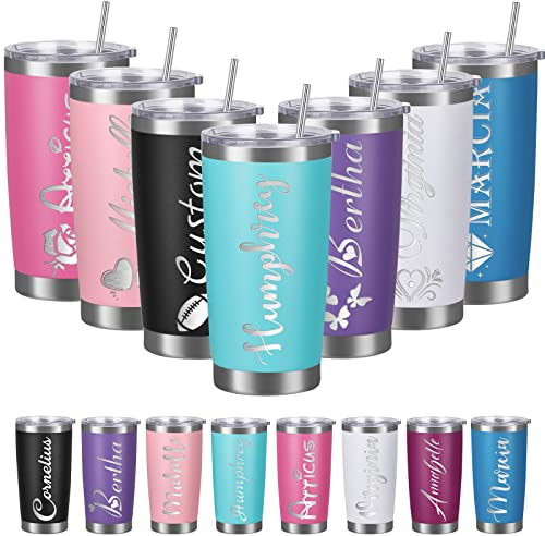 Hapelf Personalised Tumblers Custom 20 Oz Travel Mugs with Lids Personalised Insulated Tumbler Cups Stainless Steel Double Wall Engraved with Name Gifts for Men Women Christmas