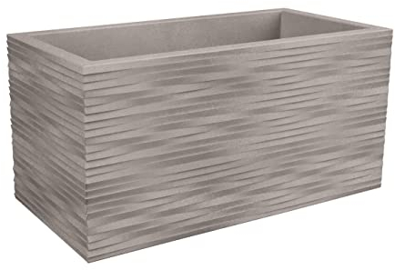 Tecnokit Nicoli - Maceta rectangular rotacional de resina para interior y exterior, macetera, tamaño grande, 60 x 30 x 30 cm, 80 x 40 x 40 cm (60 x 30 x 30 cm, ceniza)