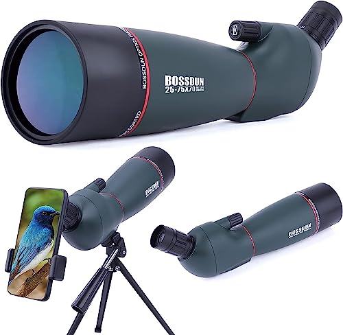 Cannocchiale 25-75x con Treppiede, Adattatore per Telefono e Borsa per il Trasporto, BAK4 Cannocchiale Professionale per Caccia, Tiro a Segno, Birdwatching (25-75X)