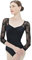 s.lemon Ballett Body Damen,Erwachsene 3/4 Ärmel Spitze Ballett Trikot D004 Schwarz 165