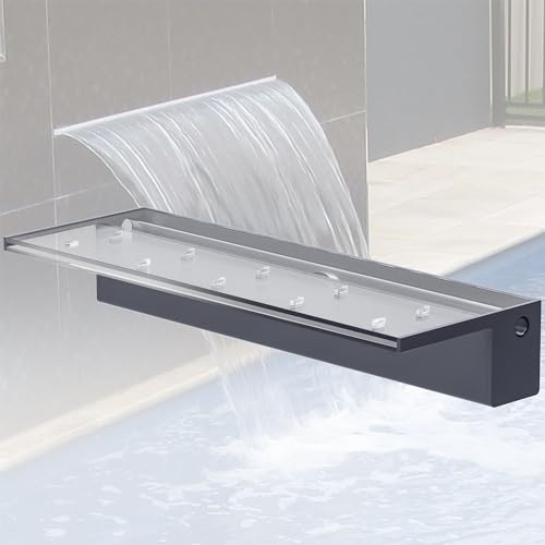 LONGRUNNEW Pond Waterfall Blade Kit, 60cm Acrylic Pool Fountain with Accessories, Width 20cm Spillway Water Feature Waterfall Cascade for Garden Patio Pond Decoration