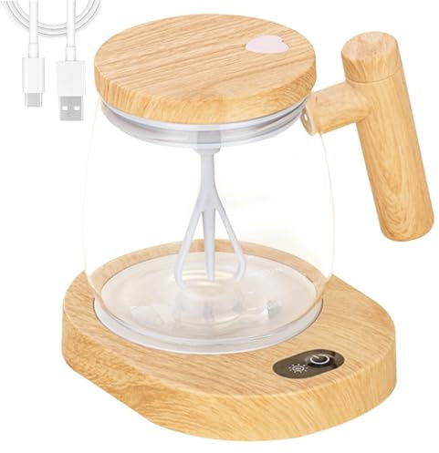 Tasse auto-chauffante, tasse auto-remuante avec couvercle, tasse de mélange électrique 400ML avec dessous de verre à température constante tasse de voyage en verre borosilicate pour café, lait