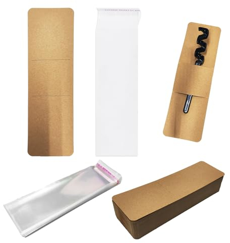 100 Kraftpapier-Lesezeichen-Sets mit 100 transparenten Verpackungsbeuteln, leere Lesezeichen-Set, Verpackungszubehör, DIY-Lesezeichen, Geschenkanhänger, DIY-Projektzubehör (braun)