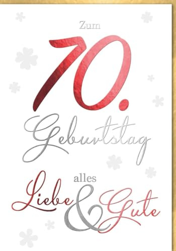 Verlag Dominique XXL Geburtstagskarte zum 70. - Stilvolle Glückwunschkarte mit Kleeblättern, Liebe & Gesundheit für Siebzigjährige in hochwertigem Design - mit Umschlag