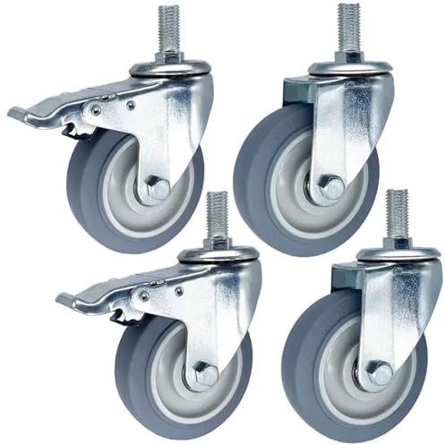 4 Pezzi Ruota Girevole Con Freno, Ruote Con Filettata M14/M16/M20×30mm Ruote Pivontanti Per Mobili 75/100/125mm Ruote Per Carrelli Silenziose, Per Carrello Da Cucina, Carrello DIY