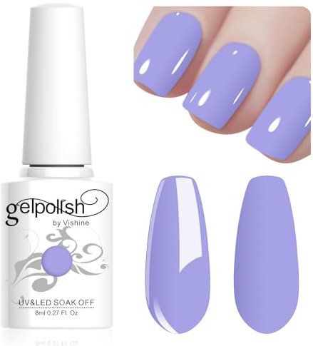 Vishine 8ml Pastel Gel Nail Polish Macaroon Lavender Blue Gel Polish Soft Bright Colors Long-Lasting Soak Off Nail Art Manicure Salon at Home, L205