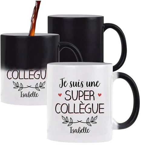Planetee Tasse Magique Isabelle Une Super Collègue Femme | Mug qui change couleur avec la chaleur | Idée Cadeau Prénom Surnom Nom de Famille Humour Collègue Travail Métier Départ Retraite
