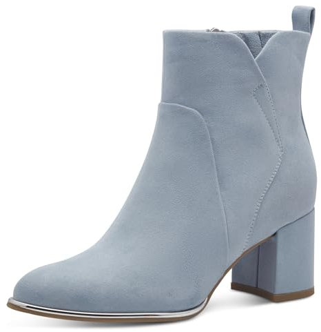 MARCO TOZZI Damen Stiefeletten mit Absatz Spitz mit Reißverschluss, Blau (Polar), 40 EU
