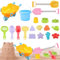 Sandspielzeug Sandförmchen Set,19pcs Sandkasten Spielzeug mit Handwagen und Eimer,Strandspielzeug Sandförmchen Set mit Sandschaufel und Löffel,Spielstabil Sandspielzeug ab 1 2 3 4 5 Jahr Kinder