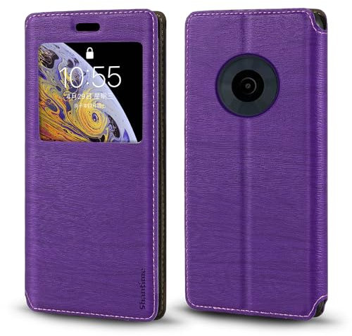 Invisible Magnetic View Window PU Leather Flip Case Compatible with Nokia 110 4G 2023, Smart Clear Display Cover with Full Protection (Purple)