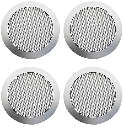 Epodmalx 2X Decken Lautsprecher Gitter, 4 Decken Eingebettetes Audio Lautsprecher Gitter (Silber)