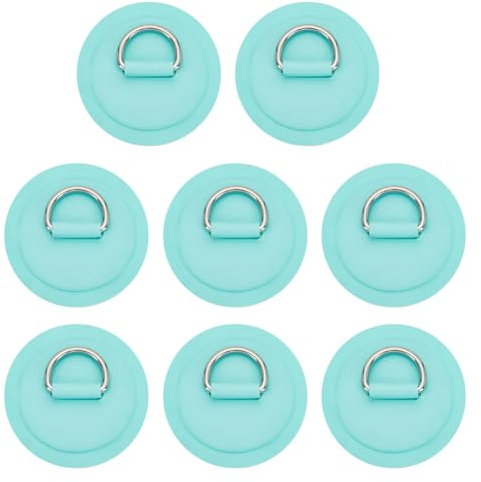 WEBEEDY 8 Stück Edelstahl D-Ring Patch Für Aufblasbares Boot D-Ring PVC Patch Stand-Up Paddleboard Kanu Rafting, Kajak Kanu Deck Zubehör Kein Kleber Enthalten, Grün