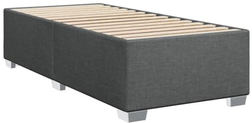 vidaXL Bettgestell, Bett mit Bettfüße Lattenrost, Polsterbett für Schlafzimmer, Einzelbett Bettrahmen, Modern, Dunkelgrau 90x200cm Stoff