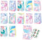 PQCLXUYA 12 Stück Geschenktüten mit 12 Aufkleber, Meerjungfrau Tüten Kindergeburtstag, Papiertüten Kraftpapier Tüten zum Mitgebsel Kindergeburtstag Verpacken von Geschenken, Giveaways, Geburtstag Deko