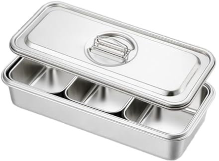 SiaBiced Buffet Chafer Set Food Chafer Dining Stainless Steel Rectangular Catering Rustproof Kitchen Food Tray Hot Pot Chafing Dish, 3 Compartments
