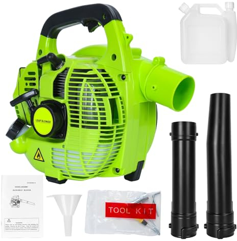 tinysiry Soplador de hojas de gasolina, soplador de hojas de mano de 2 tiempos, barredora de césped a gas de 26 cc, soplador de gasolina de mano refrigerado por aire, sopladores de jardín para el
