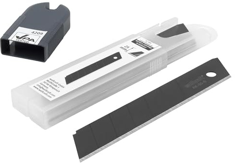 wolfcraft Cuchillas separables PRO SHARP, 25 mm - 5 cuchillas negras con afilado extra, para cúteres de cuchillas separables - 4209000