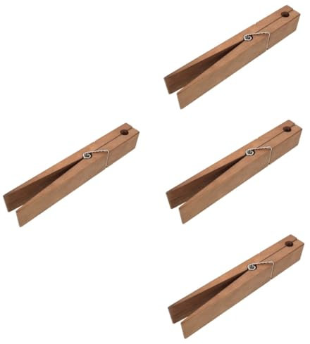 SHOWERORO 4pezzi Giant Wooden Clothespin Towel Holder Mollette Legno Resistente Per Asciugamani e Biancheria Clip Antivento Per Uso Bagno e Lavanderia Design Vintage