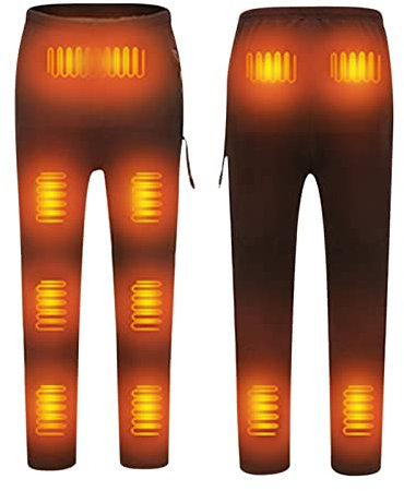 Mens Heated Trouser UK Clearance,USB Heater Electric Thermal Underwear Bottoms Heated Pants for Men Winter Warm Motorcycle Hiking Trousers with Zip Pockets,11 Heating Pads(No Battery) Black