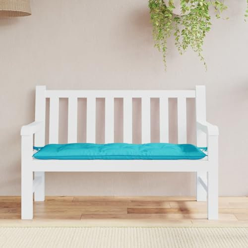 Sufrk Gartenbank-Auflage Sitzauflagen FüR BäNke Sitzkissen Sitzbankauflage Bankkissen Bankauflage Türkis 120x50x7 cm Stoff