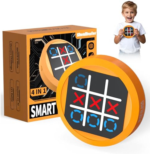 RoserRose 4-in-1 Tic-Tac-Toe Brettspiel, Elektronisches Digitales Puzzlespiel, Ostergeschenke Erwachsene Kinder, Tragbares Familienspiel(Gelb)