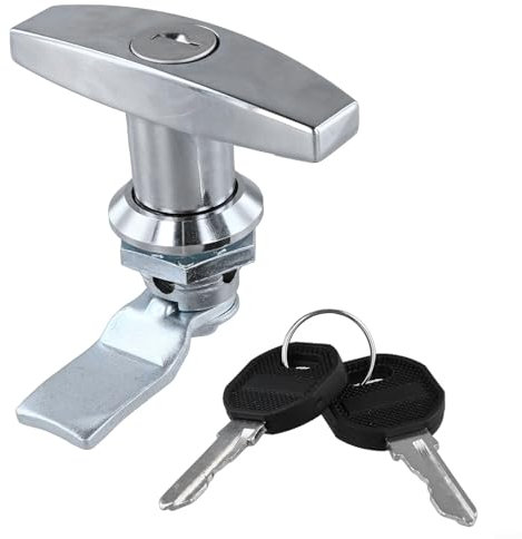 Gdfnmogo Door Lock, Tool Box T Lock Replacement, Rustproof T Shape Handle Lock, for Toolbox, Garage Door, Trailer & Caravan Canopy(Silver)