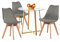 H.J WeDoo Esszimmergruppe Esstisch mit 3 Stühlen Essgruppe, Rund Tisch Glas und Esszimmerstühle Sitzgruppe für Balkon, Esszimmer, Küche, Wohnzimmer(Glas Tisch+3 Grau Stühle)
