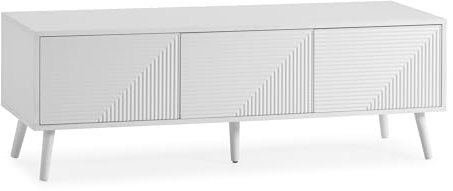 HOMN LIVING Meuble TV Telmo 3 Portes Couleur Blanc, 130 cm (Largeur) 40 cm (Profondeur) 45 cm (Hauteur)