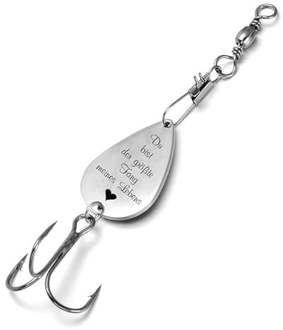 Spinner mit Gravur Du bist der größte Fang meines Lebens Fischköder, Angelhaken, Hecht, Forelle, Barsch. Witz Gag Geschenk