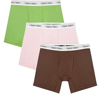 Organic Basics Herren Easy Boxer Briefs 3-Pack Underwear Retroshorts, Artischocke/Soft Blush/Walnuss, X-Small
