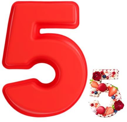 QMLING Silikon Backform Zahlen Groß, Kuchenform Zahlen 0-9, 10 Zoll Zahlenbackform, Number Cake Backform für Geburtstag Party Jubiläum (5)