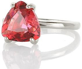 Bague en Argent Sterling Tourmaline Rose - Solitaire Trillion Cut - Bague de Fiançailles Empilable en Argent 925 - Pierre de Naissance d'Octobre