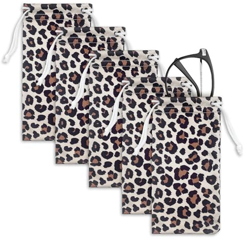 5 Stücke Brillenetui Weich Leopardmuster,leopard Microfaser Brillentasche,Brillenetui Flach,Brillenaufbewahrung,Sonnenbrillen Aufbewahrung,brillenhülle,brillenbeutel,brillen tasche,brillen etui