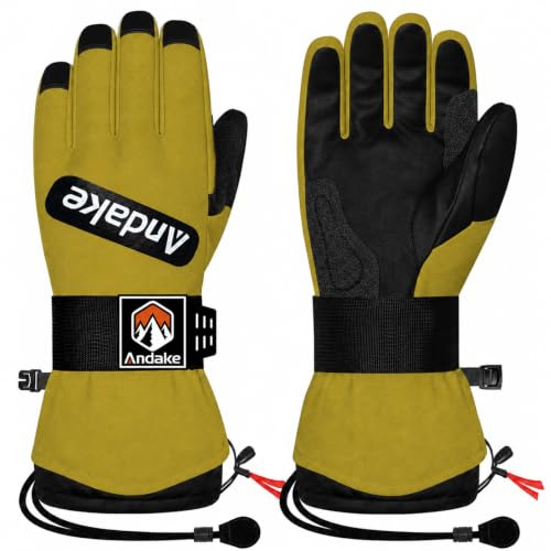 Andake Winter-Skihandschuhe für Männer, Frauen und Jugendliche, wasserdichte und isolierte Schneehandschuhe für kaltes Wetter, professionelle Skihandschuhe für Skifahren, Snowboarden und Wintersport