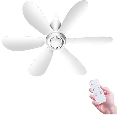DPAOZPO Ventilatore da Soffitto Portatile, Silenzioso Ventilatore da Soffitto, Ventilatore Elettrico a 6 Velocità, Con Telecomando