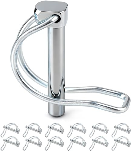 12 Stück Klappsplint D-Form 6 x 50 mm Sicherungsstift | Kohlenstoffstahl, mit Rastverschluss Rohrklappstecker, für Mechanik Anhänger Zeltgestänge Fitnessgeräte
