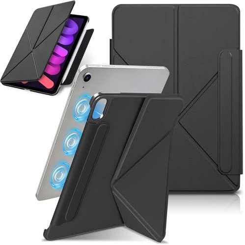 Hinnwer Custodia Cover Compatibile con iPad mini 7 (A17 Pro, 2024, 7ª generazione) / mini 6 (2021, 6ª generazione), Custodia Magnetica con Supporto Told, Auto Sonno/Veglia, Custodia Rigida Nero