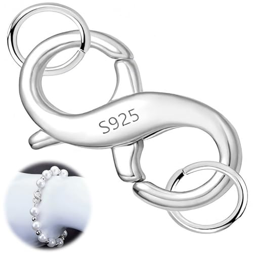 Lobster Clasps,Maslasee Necklace Clasp Double Opening Lobster Clasp for Bracelets and Necklaces - Premium Sterling Silver Jewelry Clasp, Secure Bracelet Clasps and Closures
