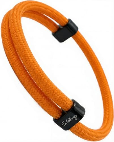 Paracord Armband Herren & Damen - Minimalistisch, Surfer, Outdoor & Segeltau Style - verstellbare Armbänder für Männer, Frauen, Pärchen, Jungs, Mädchen - Surferarmband, Stoff (orange)