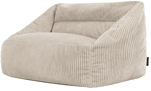 Icon Cecilia Cord Sitzsack Kinder Sofa mit Füllung, Beige | In Deutschland Hergestellt, Sitzsack Sofa, Weicher Cordstoff, Kinder Sessel für Kinderzimmer und Schlafzimmer